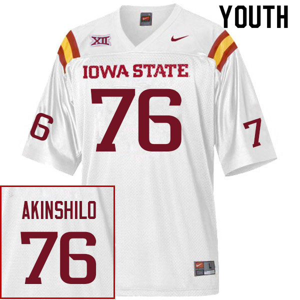 Youth #76 Oluwafunto Akinshilo Iowa State Cyclones College Football Jerseys Sale-White
